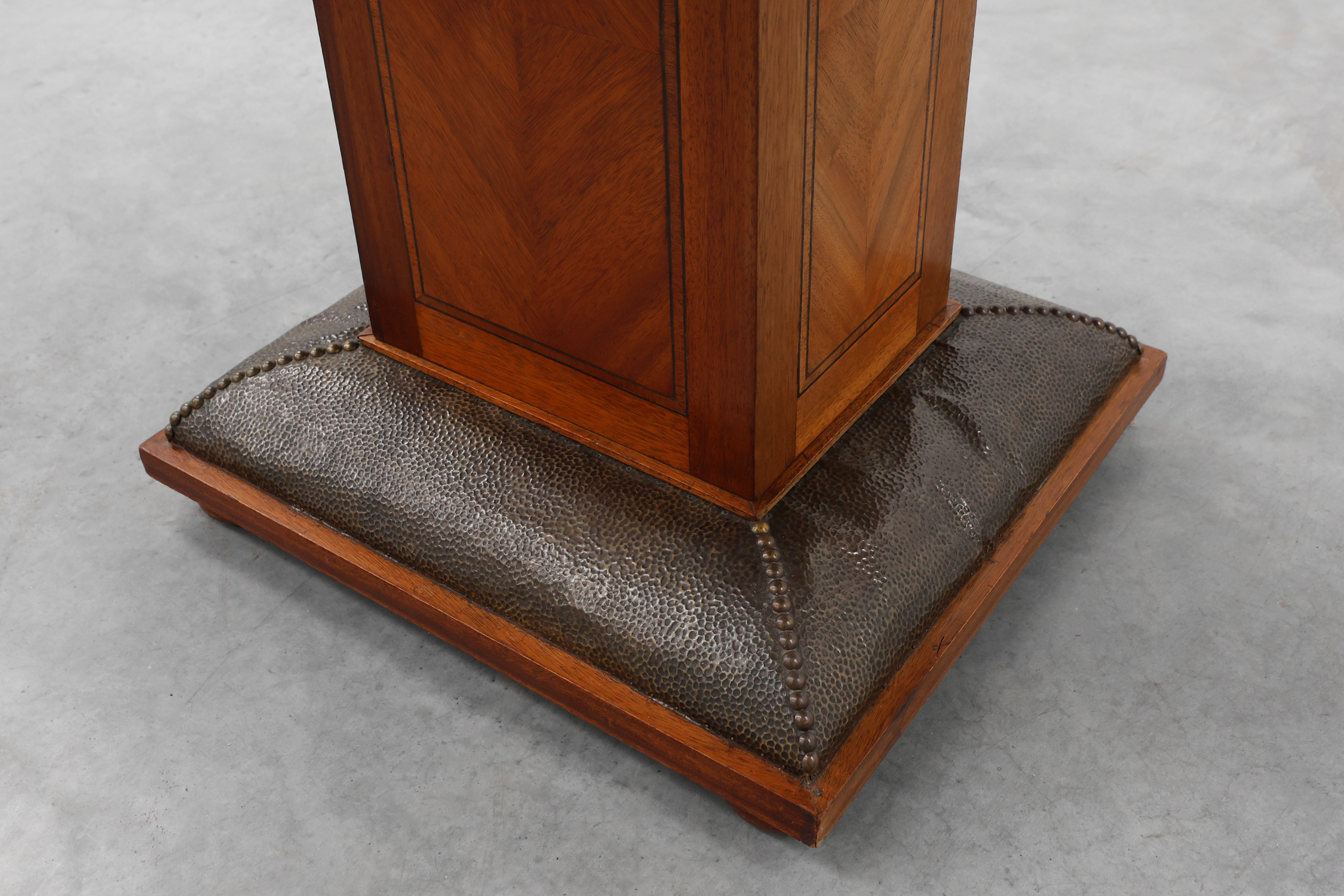 Oval Art Deco Side Table in Walnut with Marble Top by De Coene, Belgium, ca. 1925thumbnail